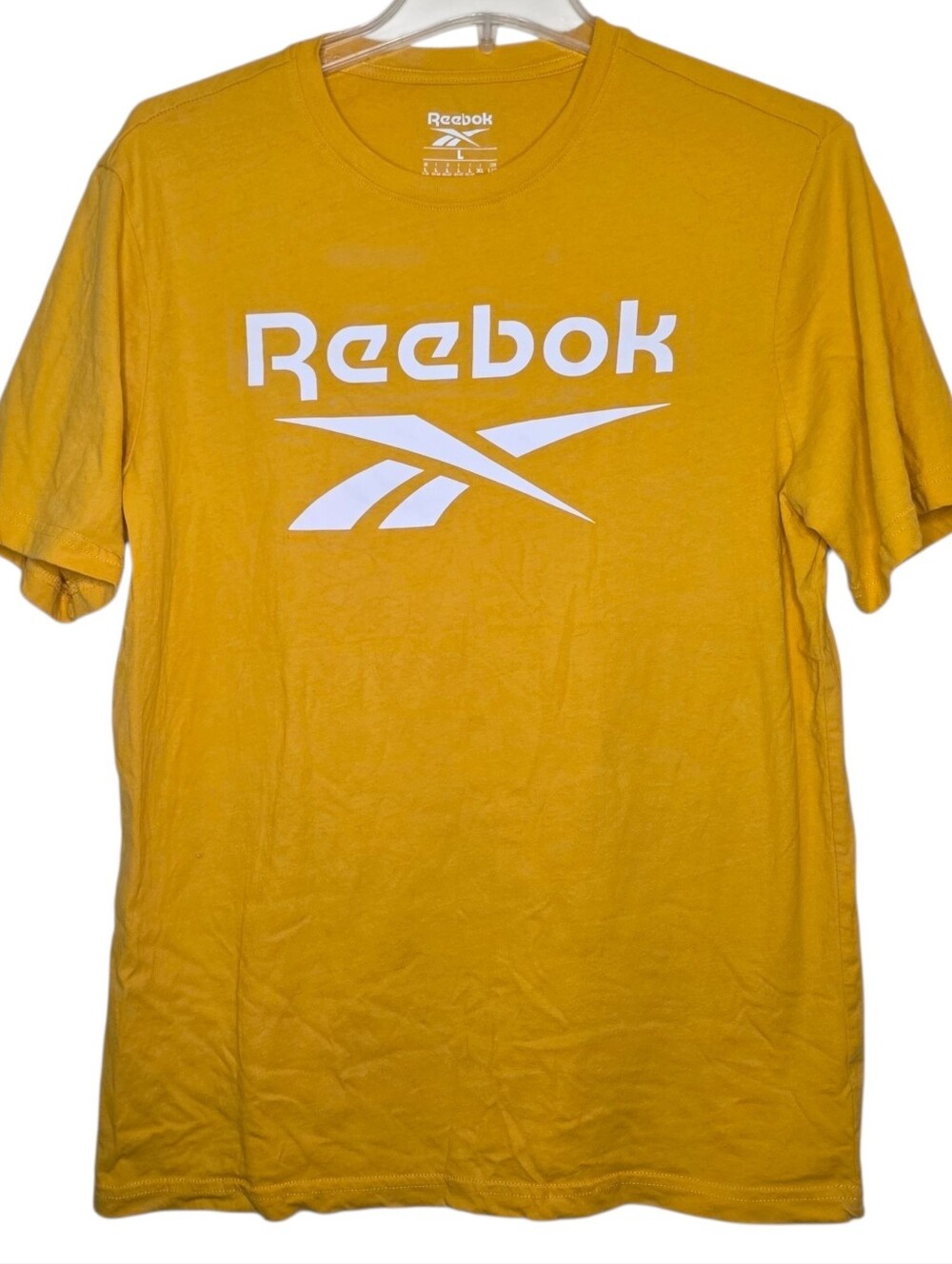 Reebok Canary Yellow Graphic Tee 100 % Cotton Size Large